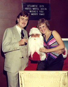 Donna Andersen attended a business association Christmas party while editor of Atlantic City Magazine. Left is her brother, Doug Andersen.