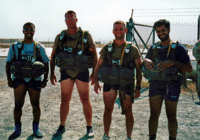 Roger Mills, second from left, participated in a scuba exercise while deployed with the Special Forces in 2001 or 2002.