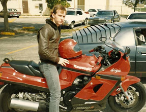 Patrick Alexander on motorcycle